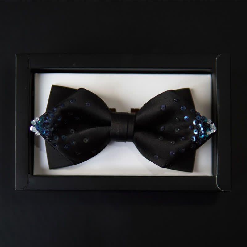 Men's Gradient Blue Sequin Pointy Bow Tie - image 2