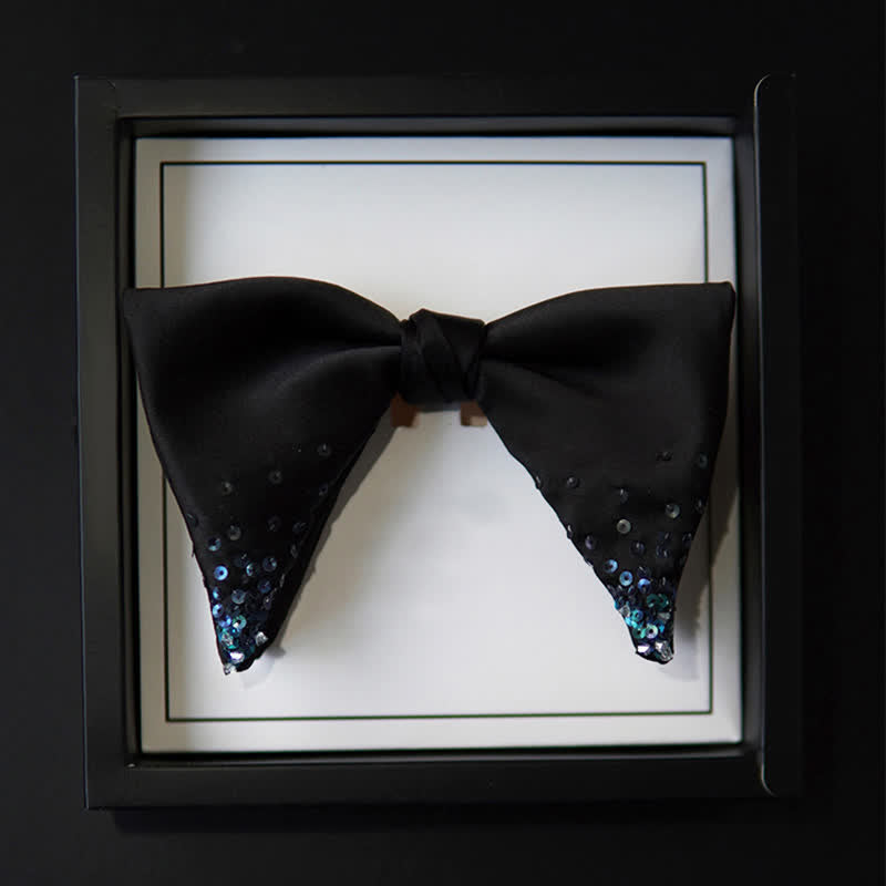 Men's Gradient Blue Sequin Oversized Pointed Bow Tie - image 2