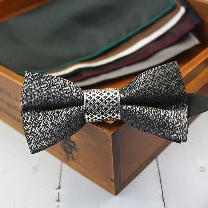 Men's Classic Silver Metal Core Wedding Bow Tie - Gray - image 0