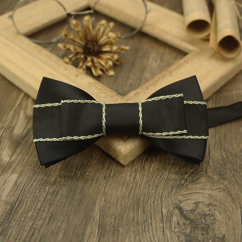 Men's Unique Ribbon Splicing Double Layer Bow Tie - Black - image 0