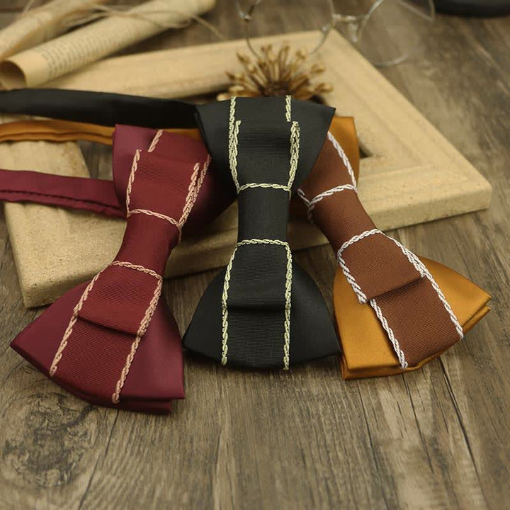 Men's Unique Ribbon Splicing Double Layer Bow Tie - image 1