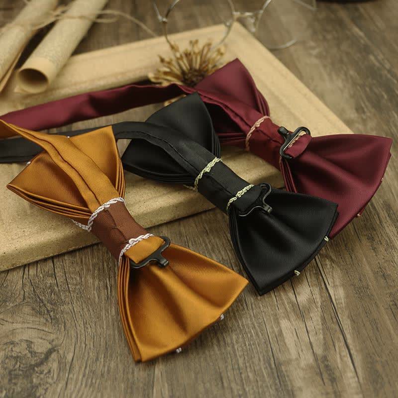 Men's Unique Ribbon Splicing Double Layer Bow Tie - image 2