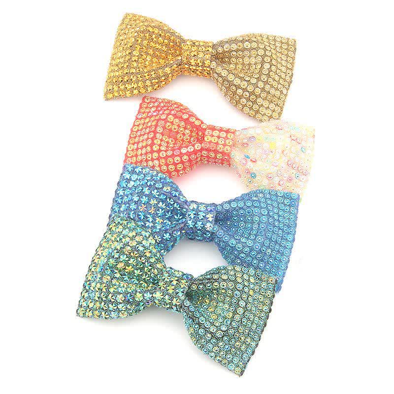 Men's Shiny Color Resin Rhinestone Block Bow Tie - image 5