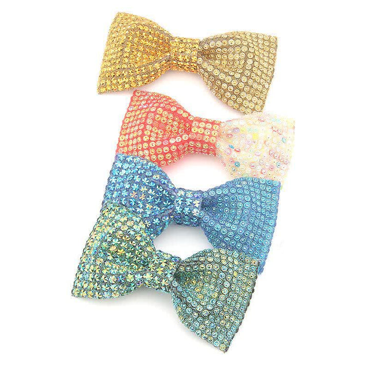 Men's Shiny Color Resin Rhinestone Block Bow Tie - image 5