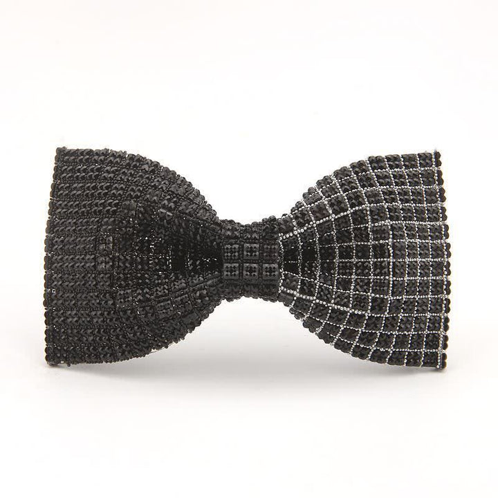 Men's Shiny Color Resin Rhinestone Block Bow Tie - Black - image 4