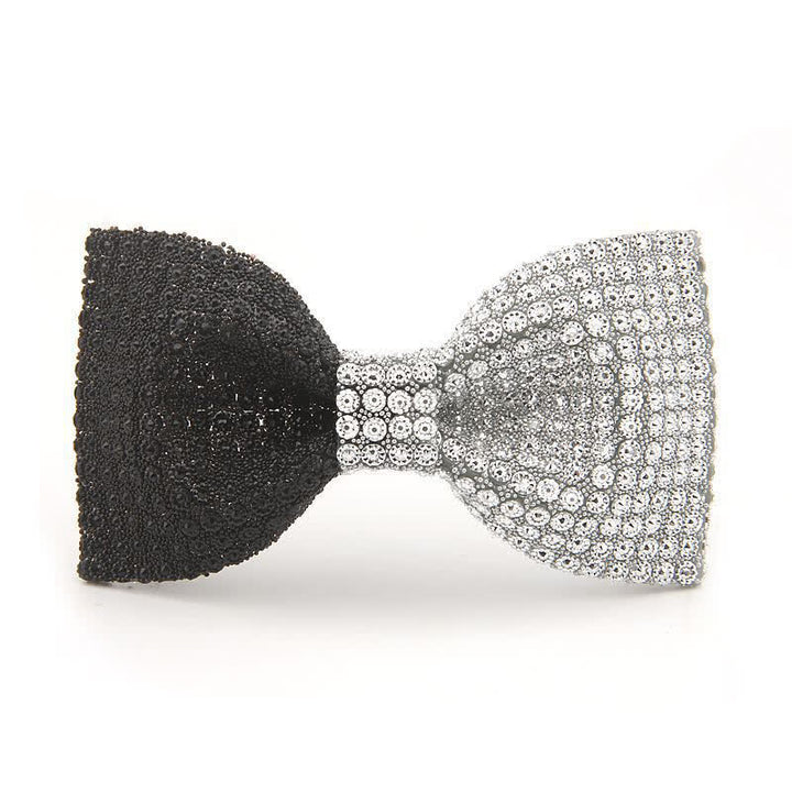 Men's Shiny Color Resin Rhinestone Block Bow Tie - Black & White - image 0