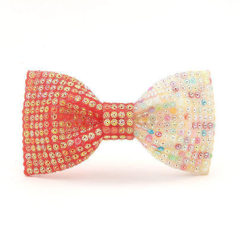 Men's Shiny Color Resin Rhinestone Block Bow Tie - Red - image 10
