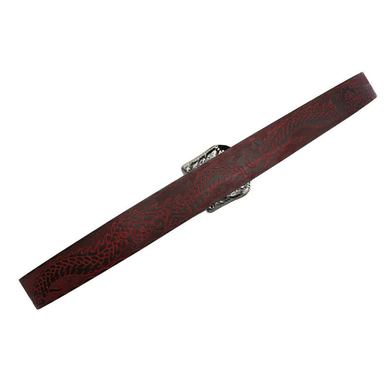 Men's Floral Buckle Embossed Dragon Leather Belt - image 6