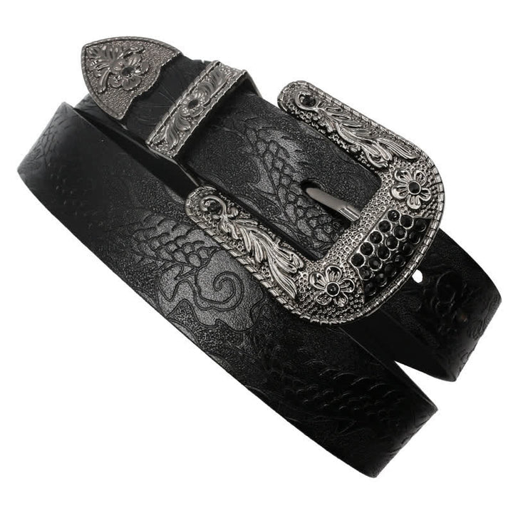 Men's Floral Buckle Embossed Dragon Leather Belt - image 16