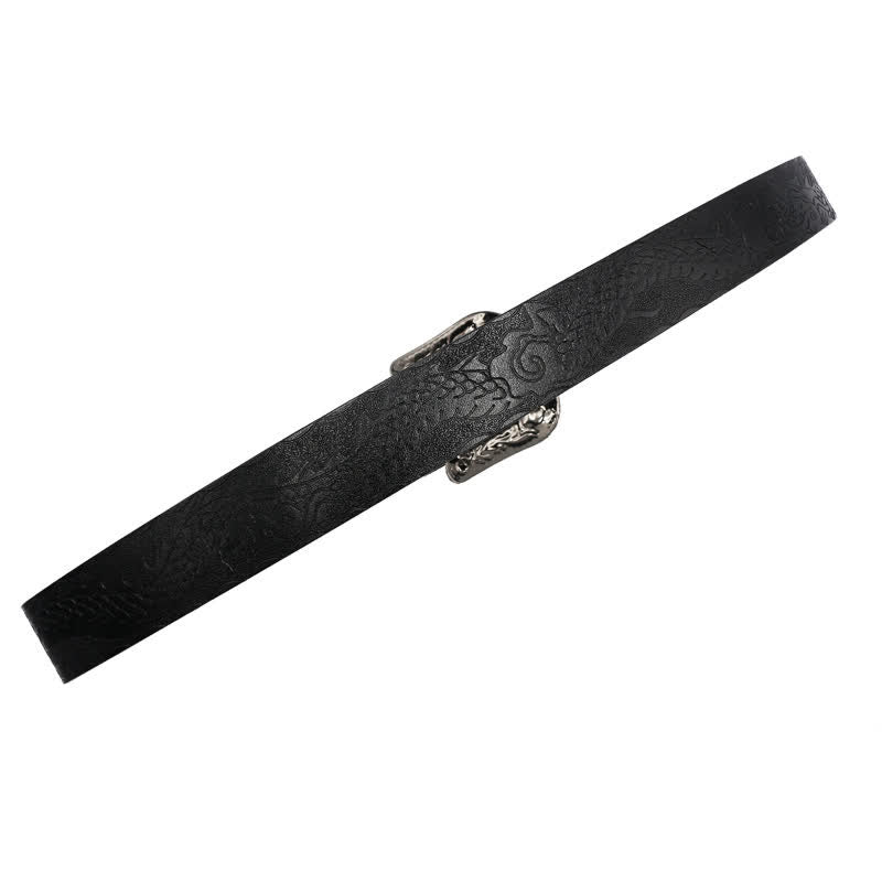 Men's Floral Buckle Embossed Dragon Leather Belt - image 19