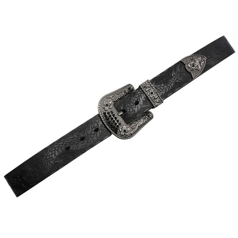 Men's Floral Buckle Embossed Dragon Leather Belt - image 18