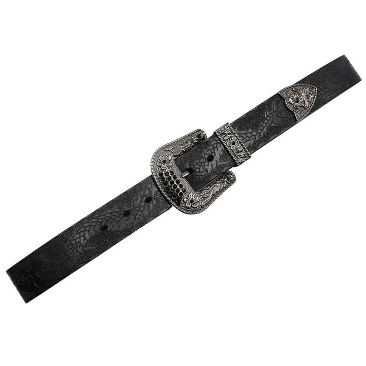 Men's Floral Buckle Embossed Dragon Leather Belt - image 18