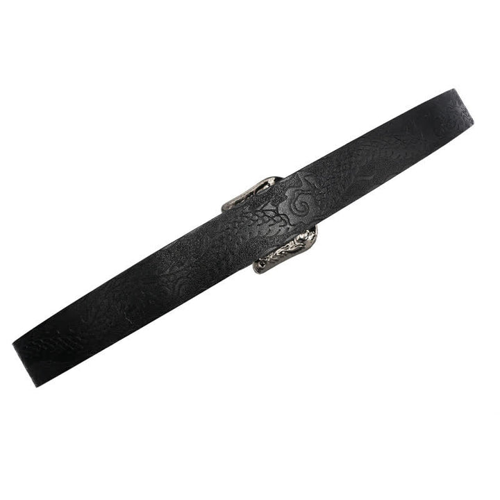 Men's Floral Buckle Embossed Dragon Leather Belt - image 19