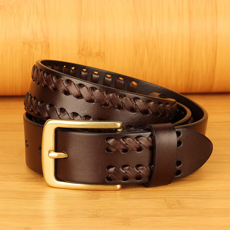 Men's Woven Casual Work Jeans Leather Belt - image 2