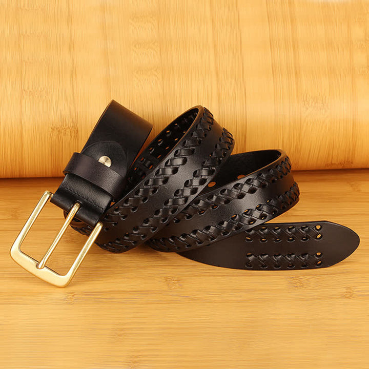 Men's Woven Casual Work Jeans Leather Belt - image 7