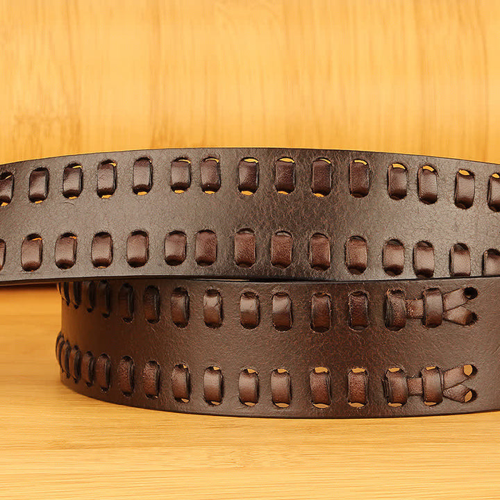 Men's Woven Casual Work Jeans Leather Belt - image 4