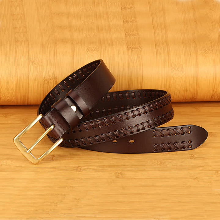 Men's Woven Casual Work Jeans Leather Belt - image 1