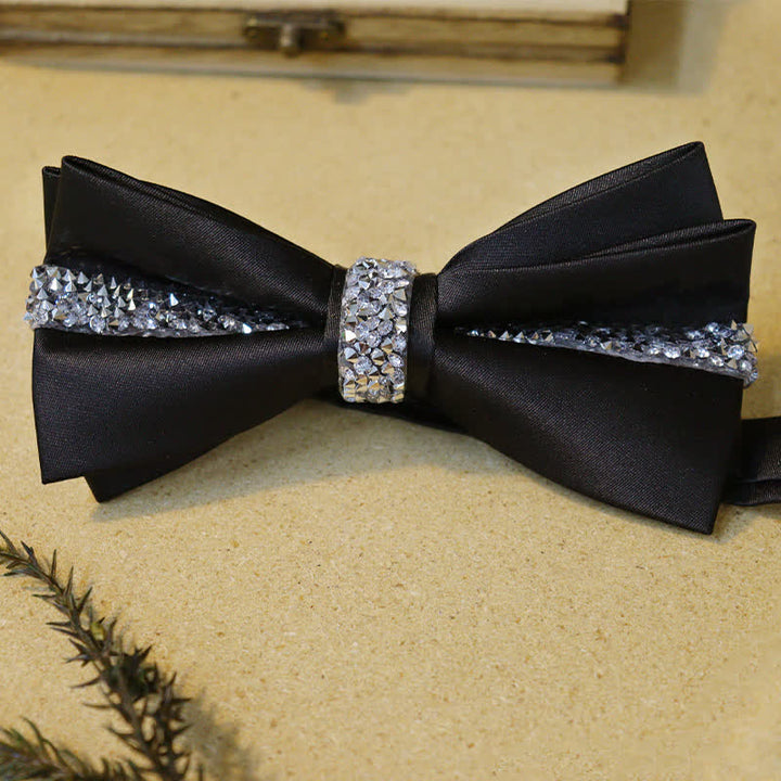 Shining Rhinestone Black Velvet Bow Ties Bundle Set - image 4