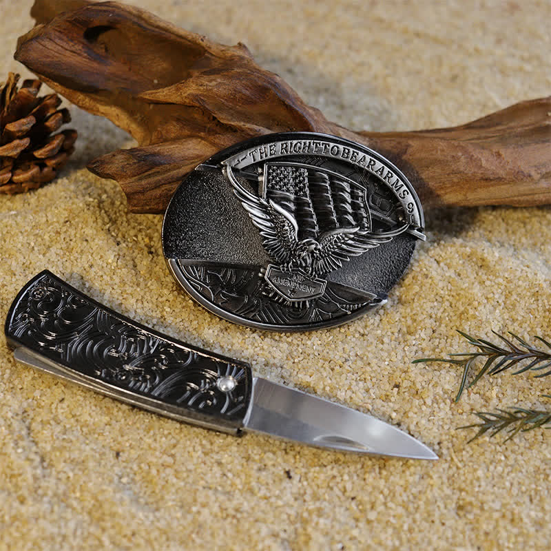 Men's Popular DIY Hidden Folding Knife Leather Belt Buckles Bundle Set - image 2
