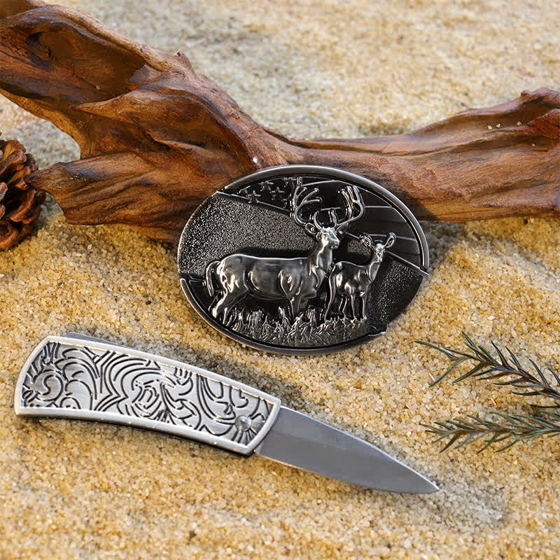 Men's Popular DIY Hidden Folding Knife Leather Belt Buckles Bundle Set - image 6
