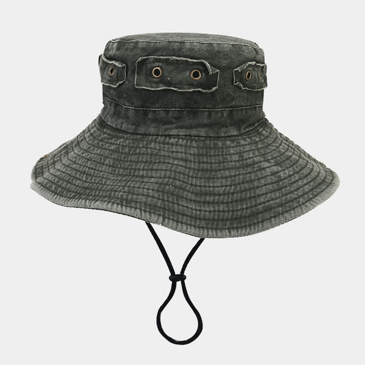 Unisex Denim Patch Sun Protection Bucket Hat - image 12