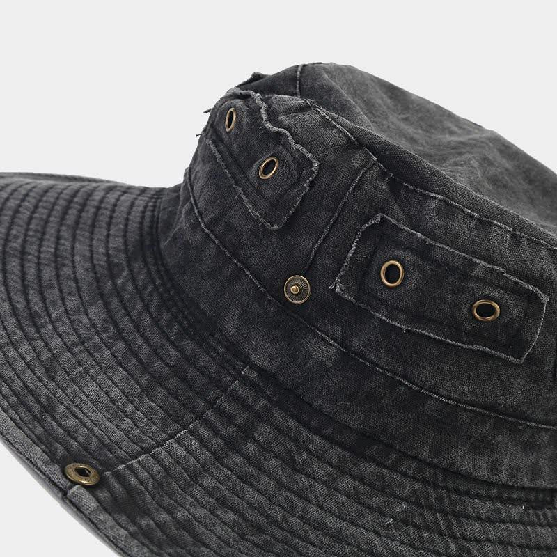 Unisex Denim Patch Sun Protection Bucket Hat - image 3