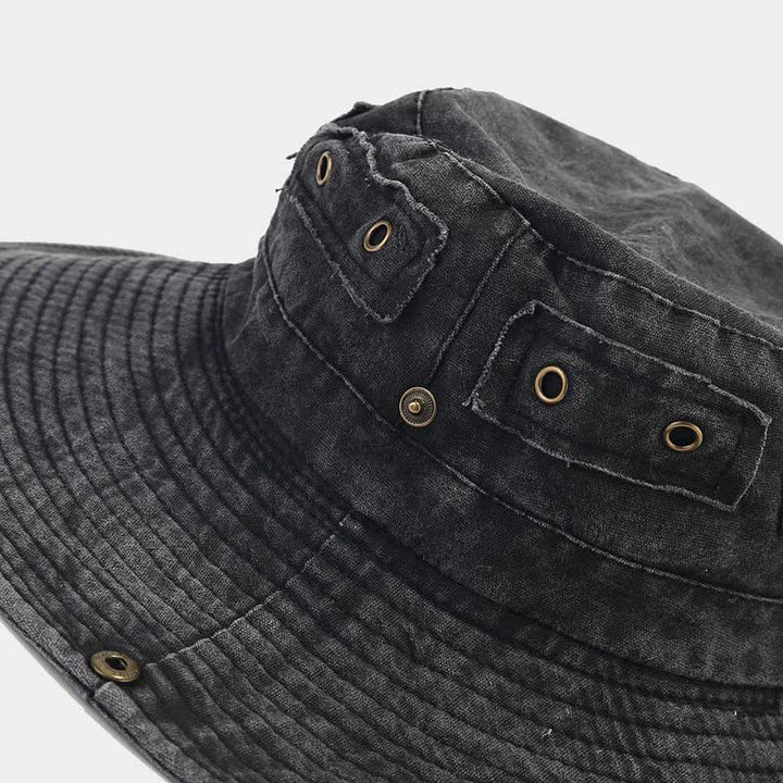 Unisex Denim Patch Sun Protection Bucket Hat - image 3