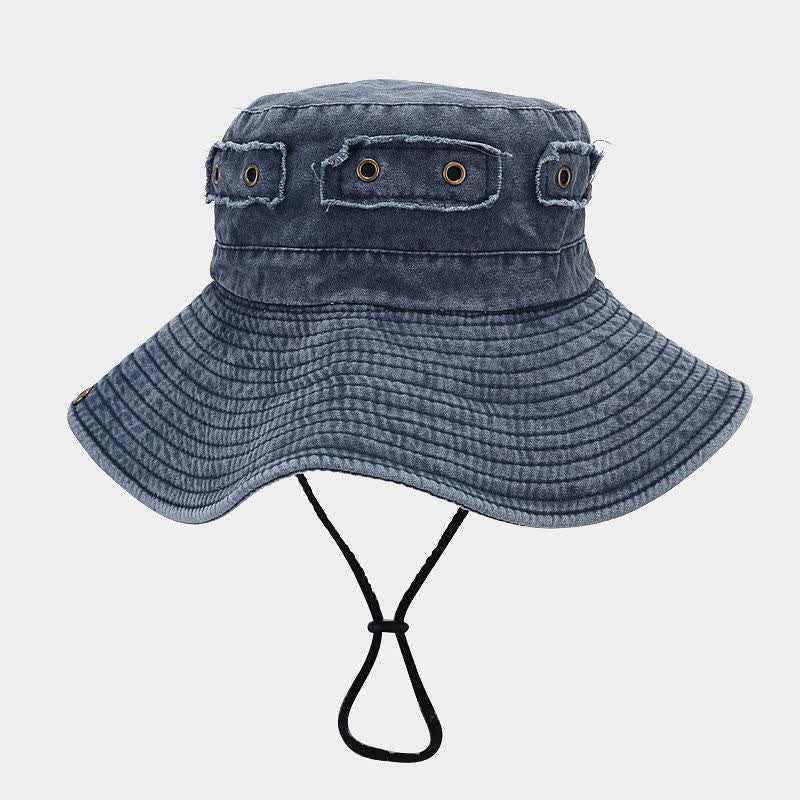 Unisex Denim Patch Sun Protection Bucket Hat - image 8