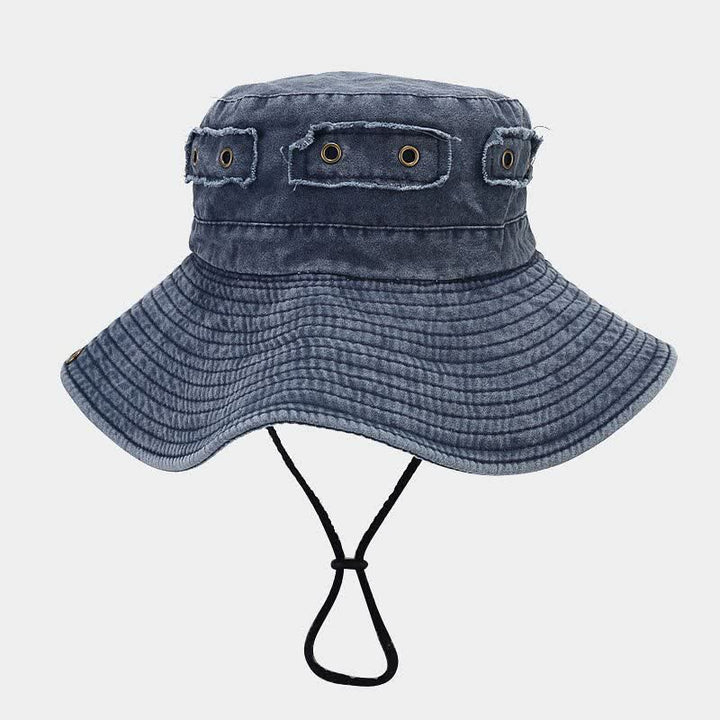 Unisex Denim Patch Sun Protection Bucket Hat - image 8