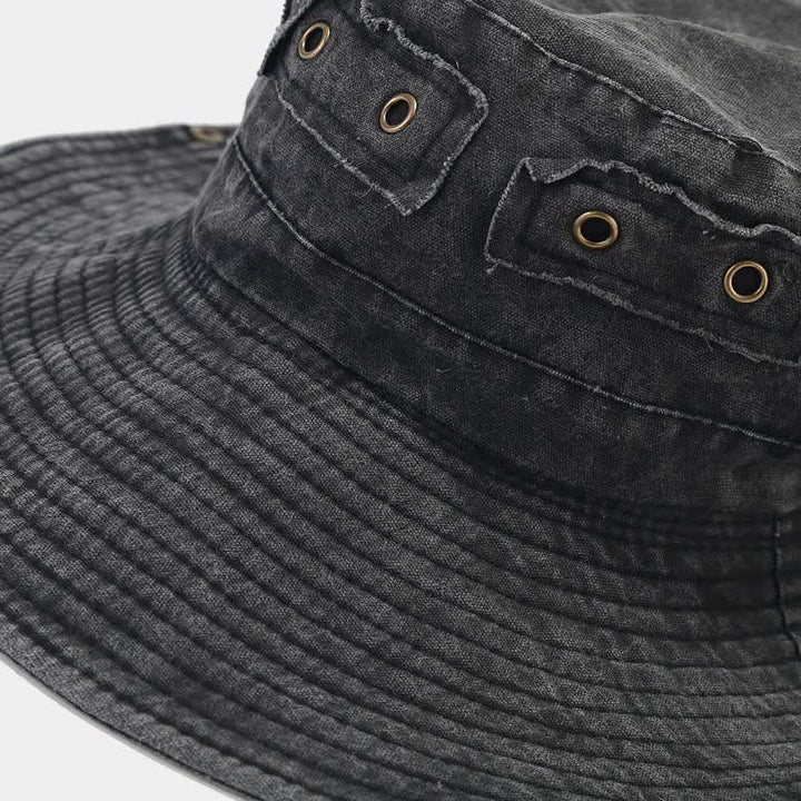 Unisex Denim Patch Sun Protection Bucket Hat - image 4