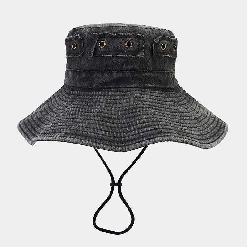 Unisex Denim Patch Sun Protection Bucket Hat - image 1