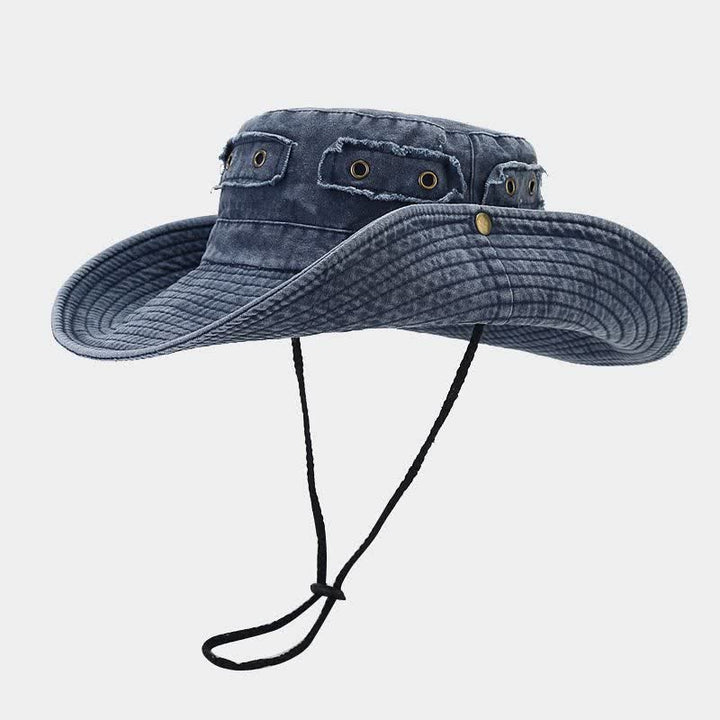 Unisex Denim Patch Sun Protection Bucket Hat - Navy - M (22"-22 7/8") - image 7