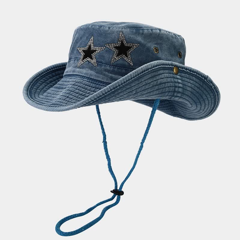 Unisex Rhinestones Star Cowboy Bucket Hat - image 3