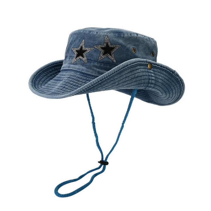 Unisex Rhinestones Star Cowboy Bucket Hat - Blue - M (22"-22 7/8") - image 0