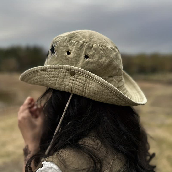Unisex Rhinestones Star Cowboy Bucket Hat - image 1