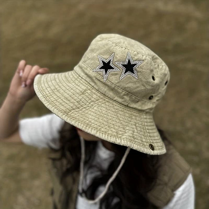 Unisex Rhinestones Star Cowboy Bucket Hat - image 5