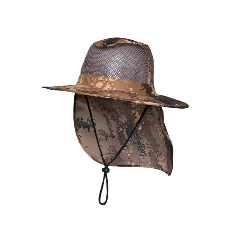 Men's Camouflage Sun Mesh Design Bucket Hat - Coffee - L (23 1/4"-23 5/8") - image 5