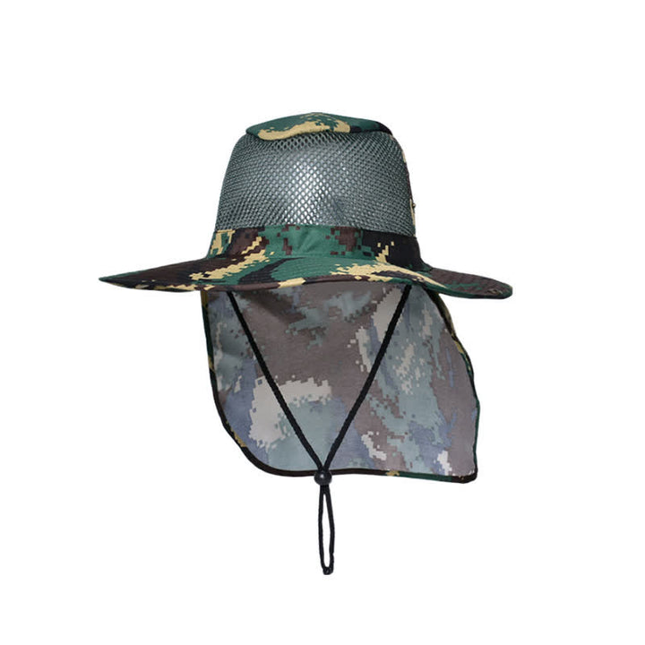 Men's Camouflage Sun Mesh Design Bucket Hat - Dark Green - L (23 1/4"-23 5/8") - image 7