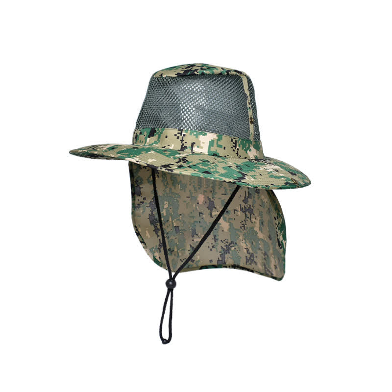 Men's Camouflage Sun Mesh Design Bucket Hat - Light Green - L (23 1/4"-23 5/8") - image 1