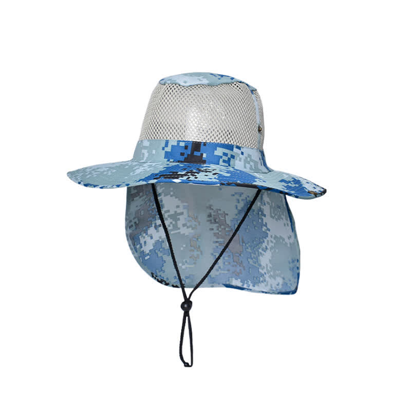 Men's Camouflage Sun Mesh Design Bucket Hat - Sky Blue - L (23 1/4"-23 5/8") - image 9