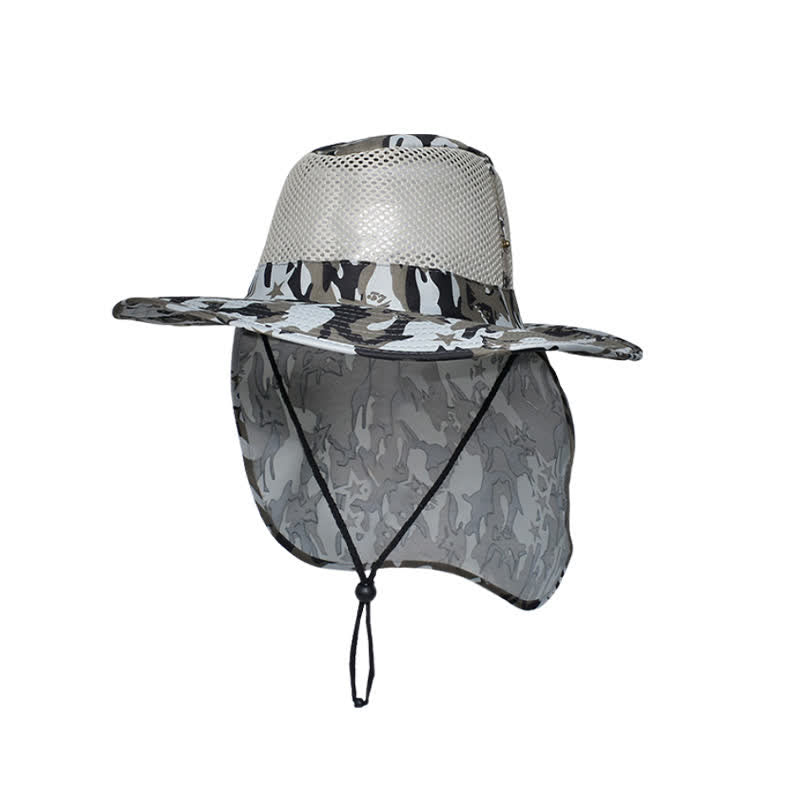 Men's Camouflage Sun Mesh Design Bucket Hat - Gray - L (23 1/4"-23 5/8") - image 11