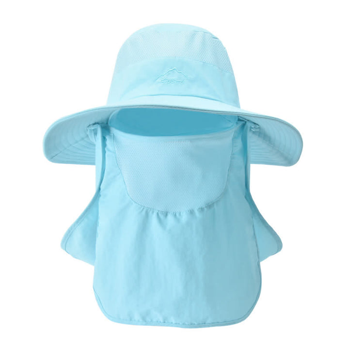 Men's Detachable Face Mask Hiking Bucket Hat - Sky Blue - Adjustable (22"-24 1/2") - image 1
