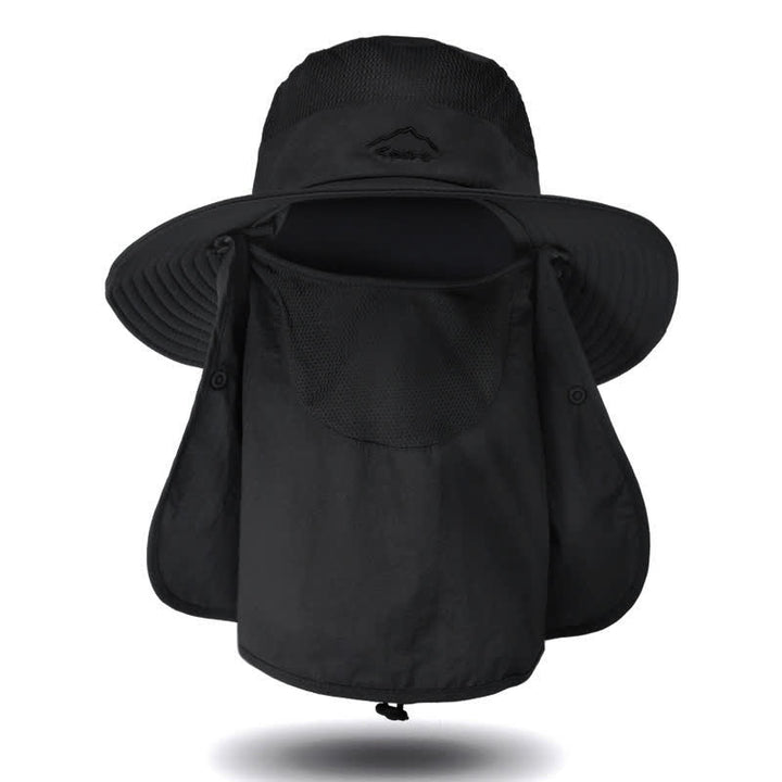 Men's Detachable Face Mask Hiking Bucket Hat - Black - Adjustable (22"-24 1/2") - image 12