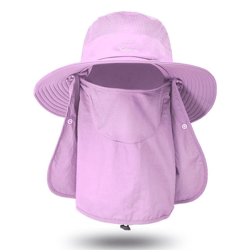 Men's Detachable Face Mask Hiking Bucket Hat - Violet - Adjustable (22"-24 1/2") - image 7