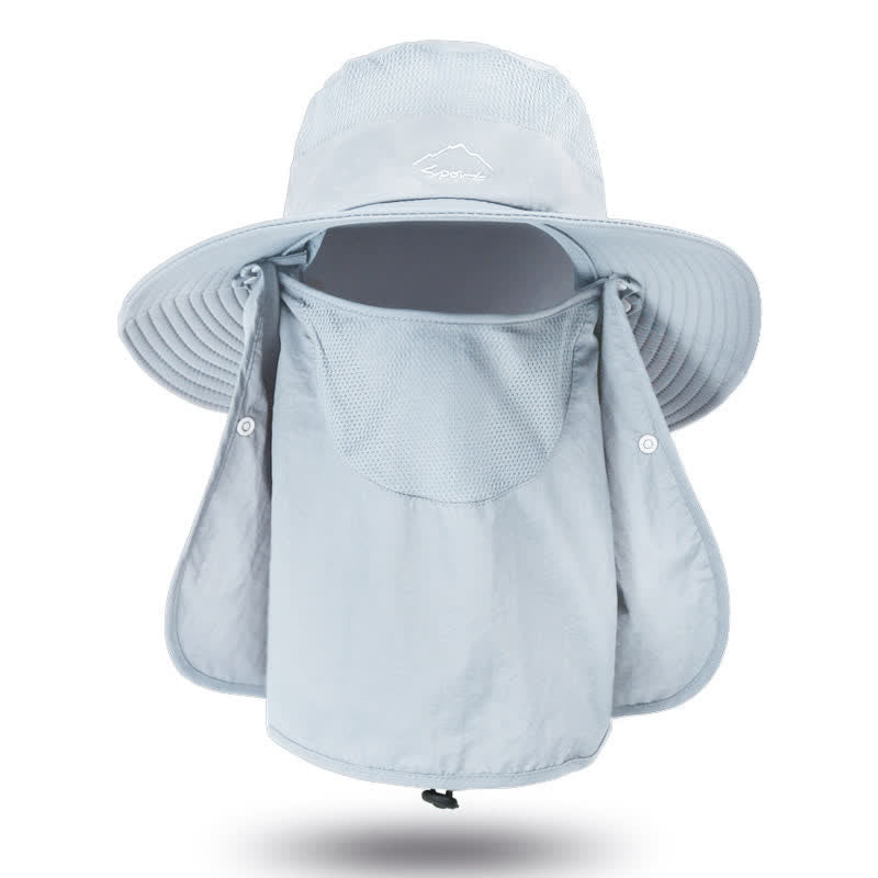 Men's Detachable Face Mask Hiking Bucket Hat - Light Gray - Adjustable (22"-24 1/2") - image 5