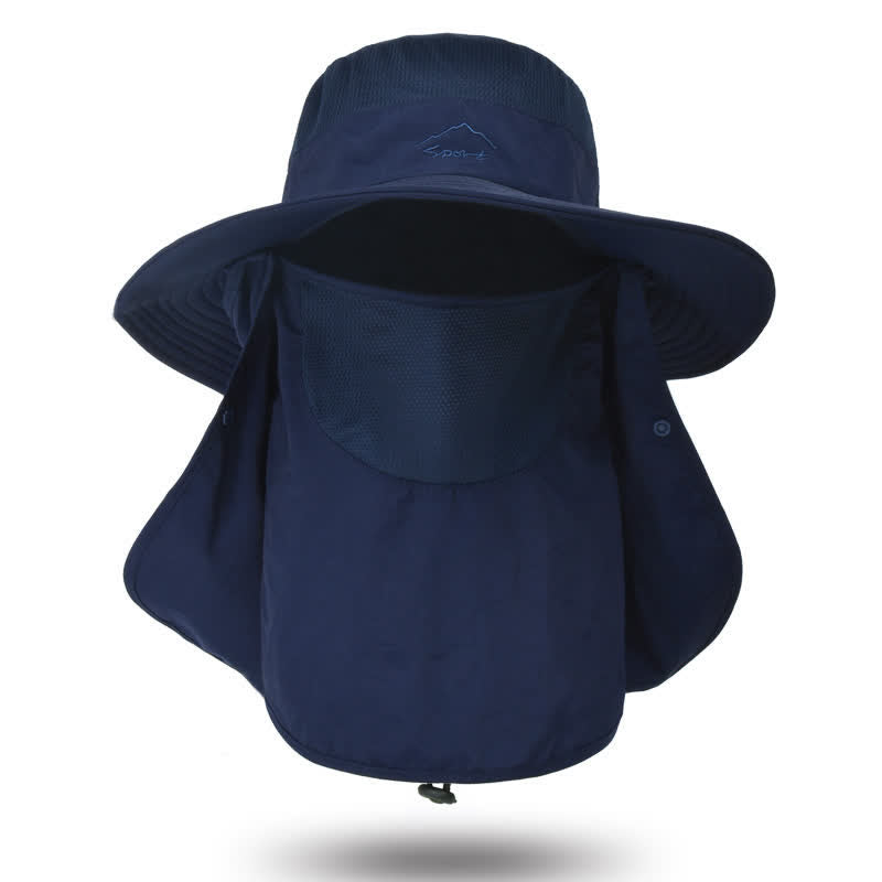 Men's Detachable Face Mask Hiking Bucket Hat - Navy - Adjustable (22"-24 1/2") - image 16