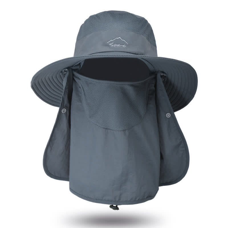 Men's Detachable Face Mask Hiking Bucket Hat - Dark Gray - Adjustable (22"-24 1/2") - image 18