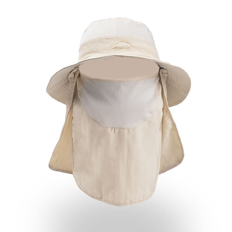 Men's Detachable Face Mask Hiking Bucket Hat - Beige - Adjustable (22"-24 1/2") - image 22