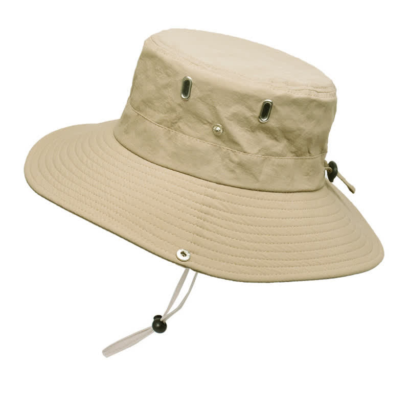 Men's Sunshade Big Brim Mountaineering Bucket Hat - Beige - M (22"-22 7/8") - image 9