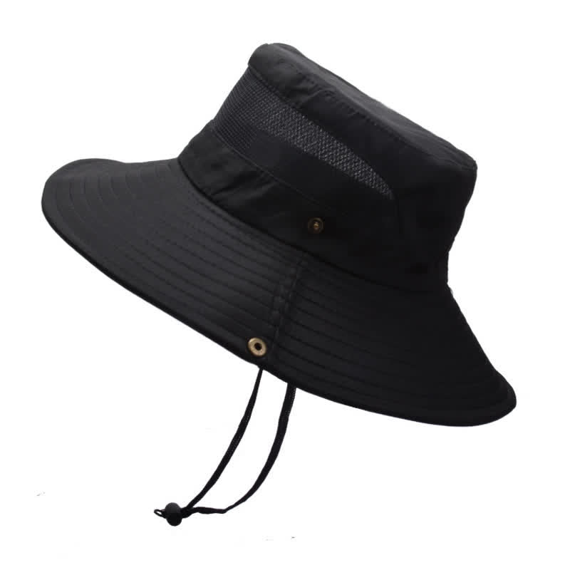 Men's Summer Sun Block Beach Travel Bucket Hat - Black - M (22"-22 7/8") - image 1